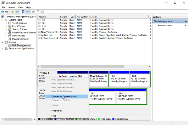 Windows server dynamic disk